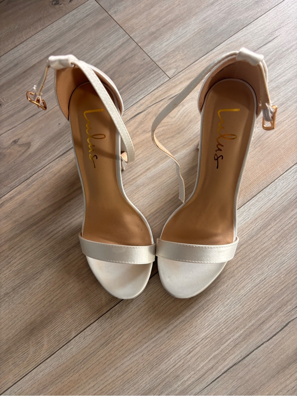 Lulu's white Ankle-Strap heels